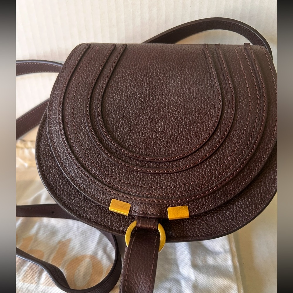 Chloe Small Marcie Saddle Bag Deep Violine EUC Retail $1350 - Picture 4 of 14
